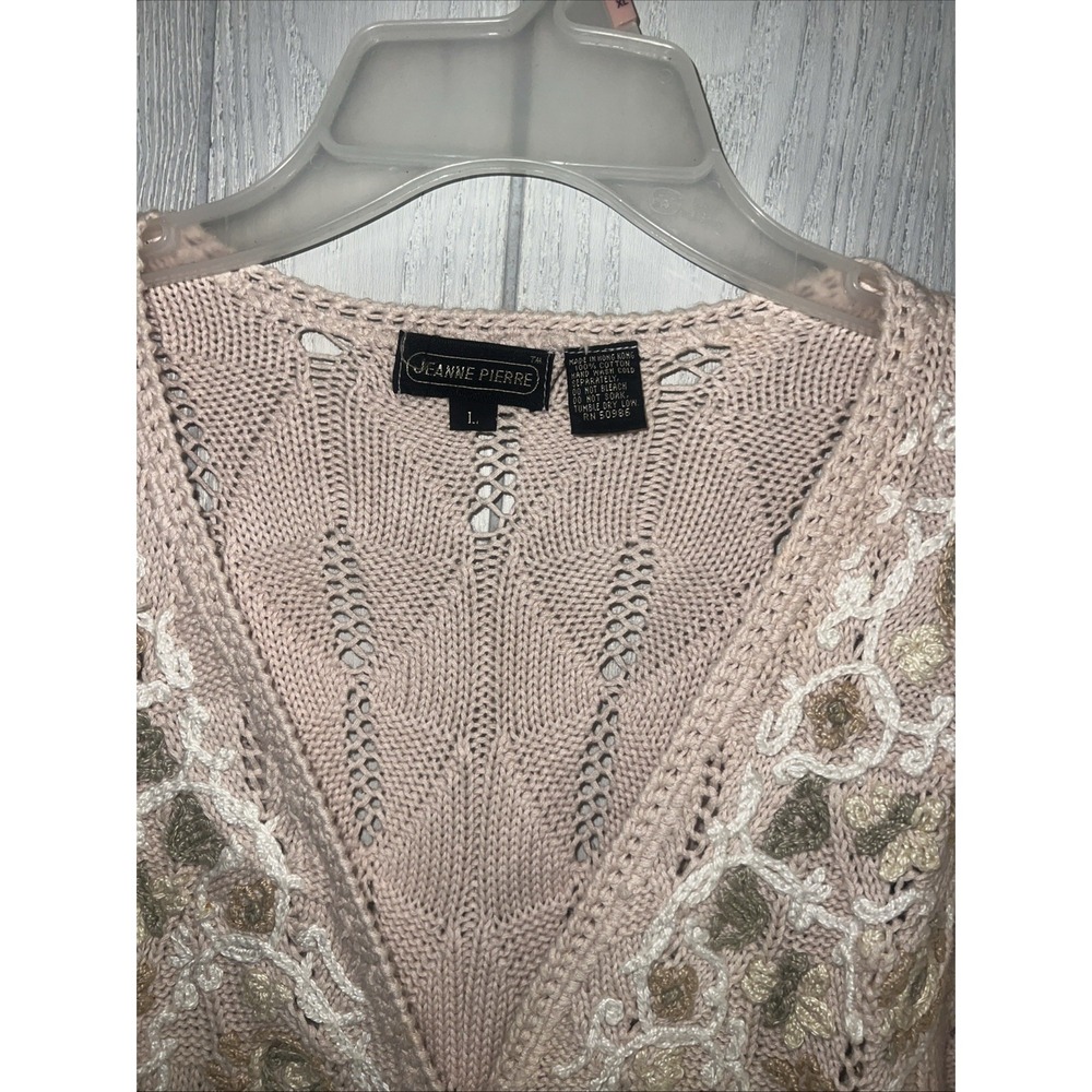 Jeanne Pierre Sweater Women's L Pink Floral - Picture 6 of 6